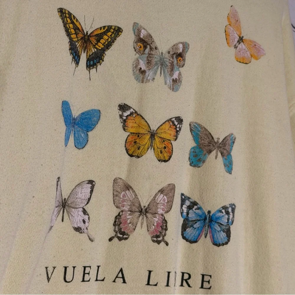 Awake Butterfly Graphic Sweatshirt Yellow Size L - Picture 3 of 7